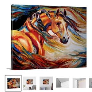 MARCIA BALDWIN Westland 16”x12” Canvas Horse Boxed Wood Wall Art Print “WIND”